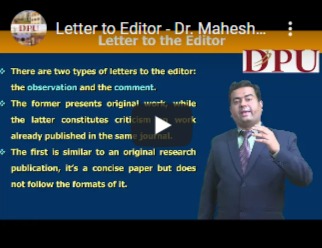 Letter to Editor - Dr. Mahesh Chavan
